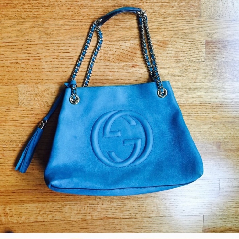 Blue suede Gucci bag yes it is REAL